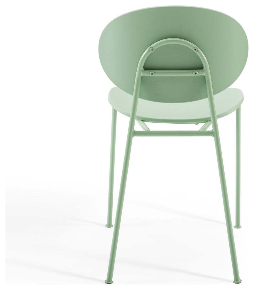 Side Dining Chair, Set of 2, Plastic, Metal, Green, Modern, Bistro Restaurant