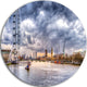 London Skyline And River Thames, Cityscape Disc Metal Wall Art, 23"