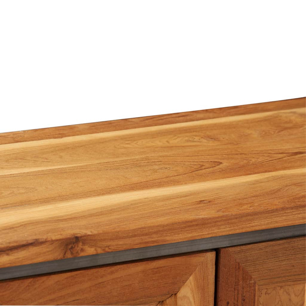 vidaXL Sideboard Buffet Console Cabinet with Storage Recycled Teak and Steel