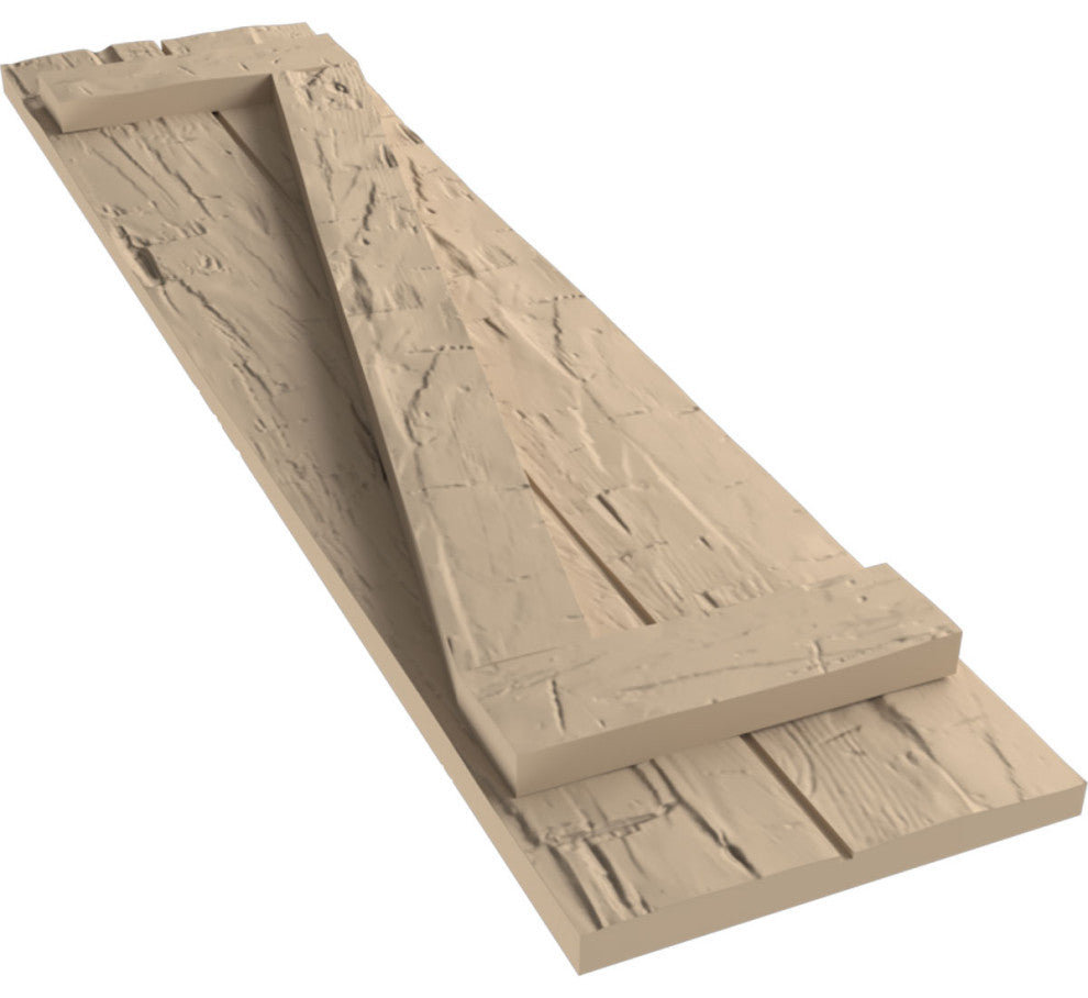 Rustic 2 Board Joined B-N-B Faux Wood Shutters, Hand Hewn, 11x62"