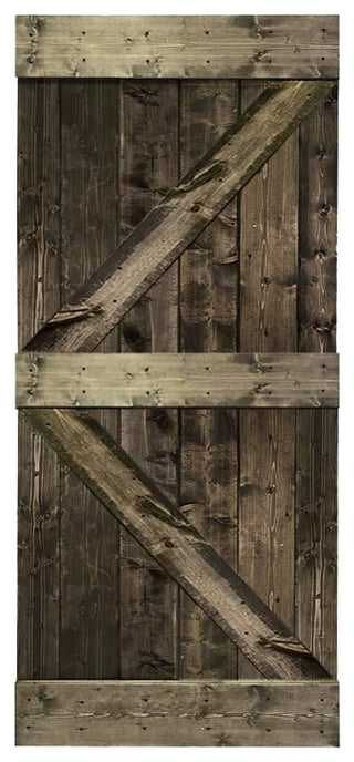 Stained Solid Pine Wood Sliding Barn Door, Espresso, 38"x84", K Series