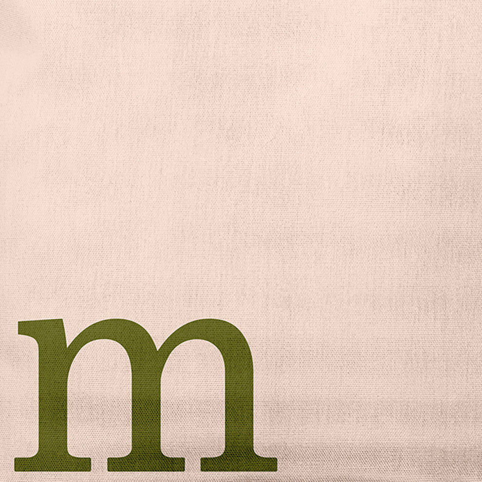 20" x 20" Modern Monogram Indoor/Outdoor Polyester Throw Pillow, Olive
