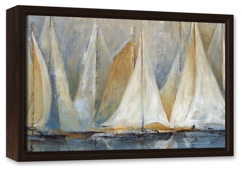 "Sailboats On Water" Canvas Wall Art, 12"x18", Framed