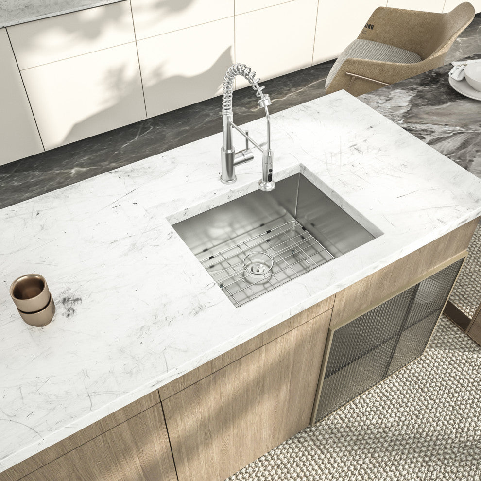 23 in Undermount Single Bowl 18G T-304 Stainless Steel Kitchen Sink Bar Sink