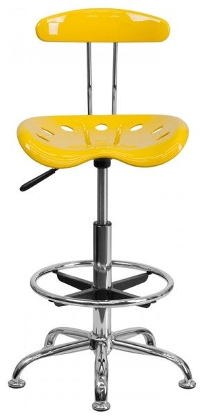 Vibrant Drafting Stool With Tractor Seat, Yellow