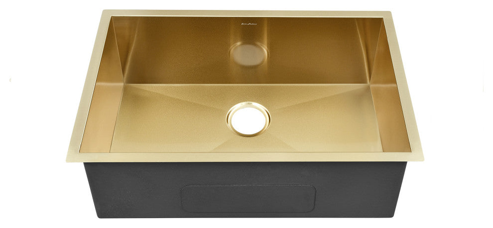 Tourner 26"x18" Stainless Steel, Single Basin, Undermount Sink, Gold