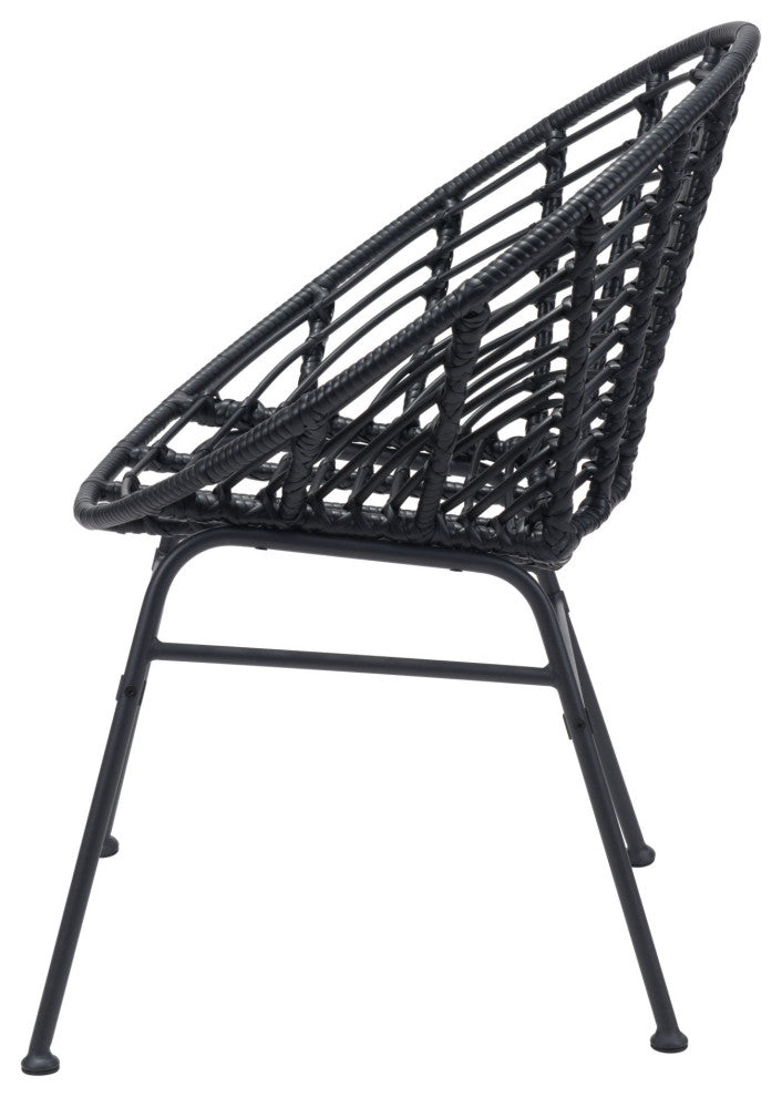 Dining Chair, Set of 2, Aluminum, Metal, Black, Outdoor Patio Balcony Garden