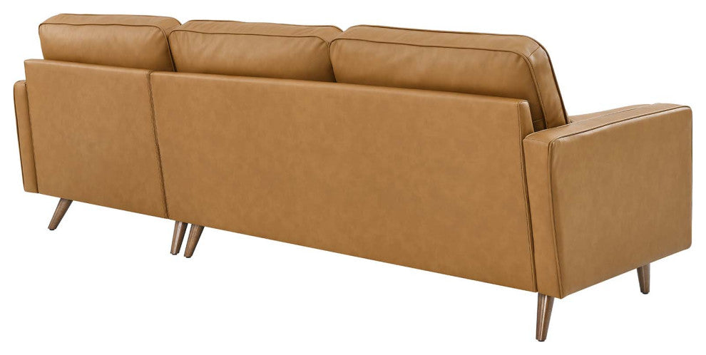 Valour 98" Leather Sectional Sofa, Tan