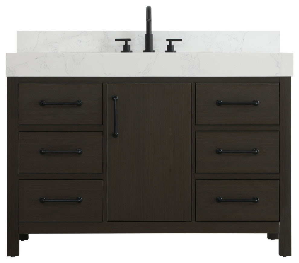 Home Living 48" Single Bathroom Vanity, Mocha Brown With Backsplash