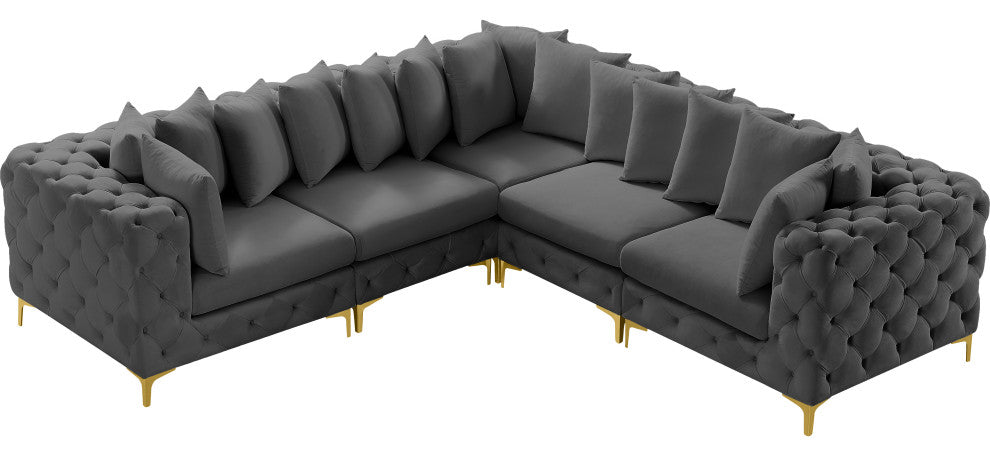 Tremblay Modular Sectional, Grey, L-Shaped, 5-Piece: Armless (2), Corner (3)