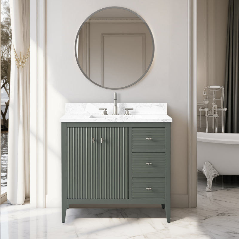 Vanity Art Freestanding Vanity, Vintage Green, 36", Single Sink, Brushed Nickel