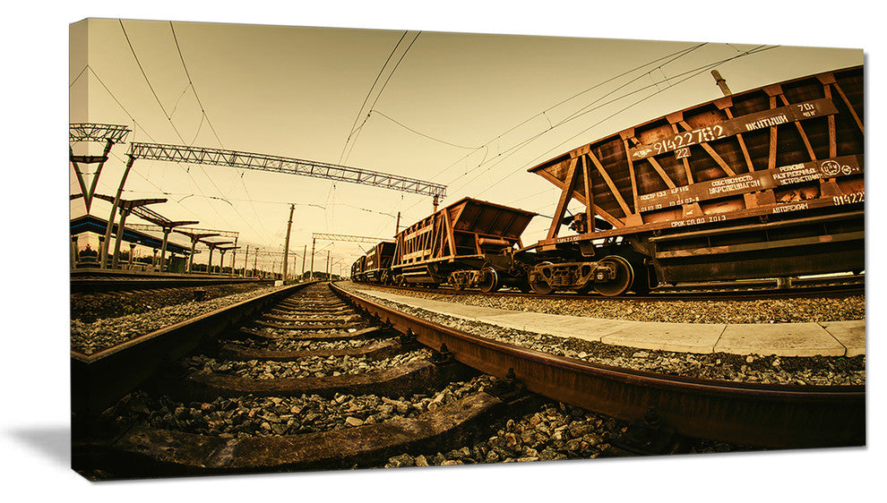 "Railway Tracks in Ukraine" Landscape Canvas Photo Print, 32"x16"