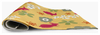 Flowery Love with Bunnies Chenille Area Rug