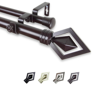 Lance 1" Double Curtain Rod, Mahogany, 120-170"