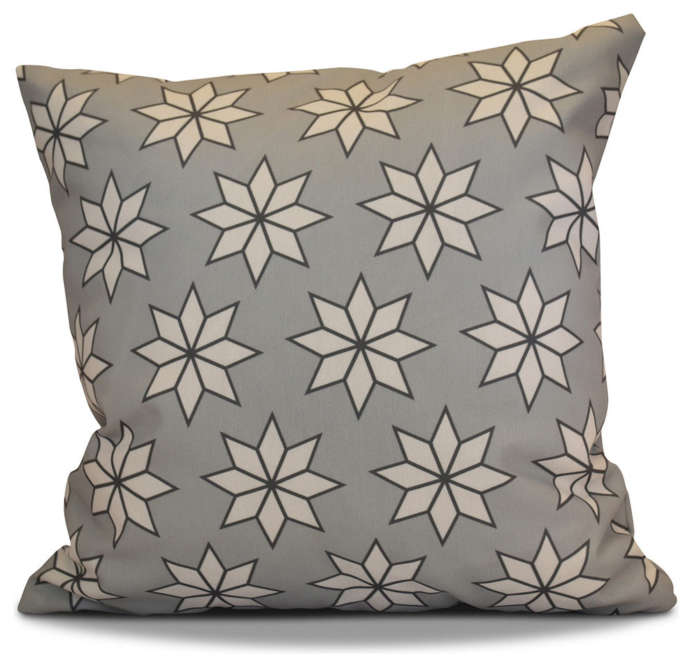 Decorative Holiday Pillow Geometric Print, Gray, 18"x18"