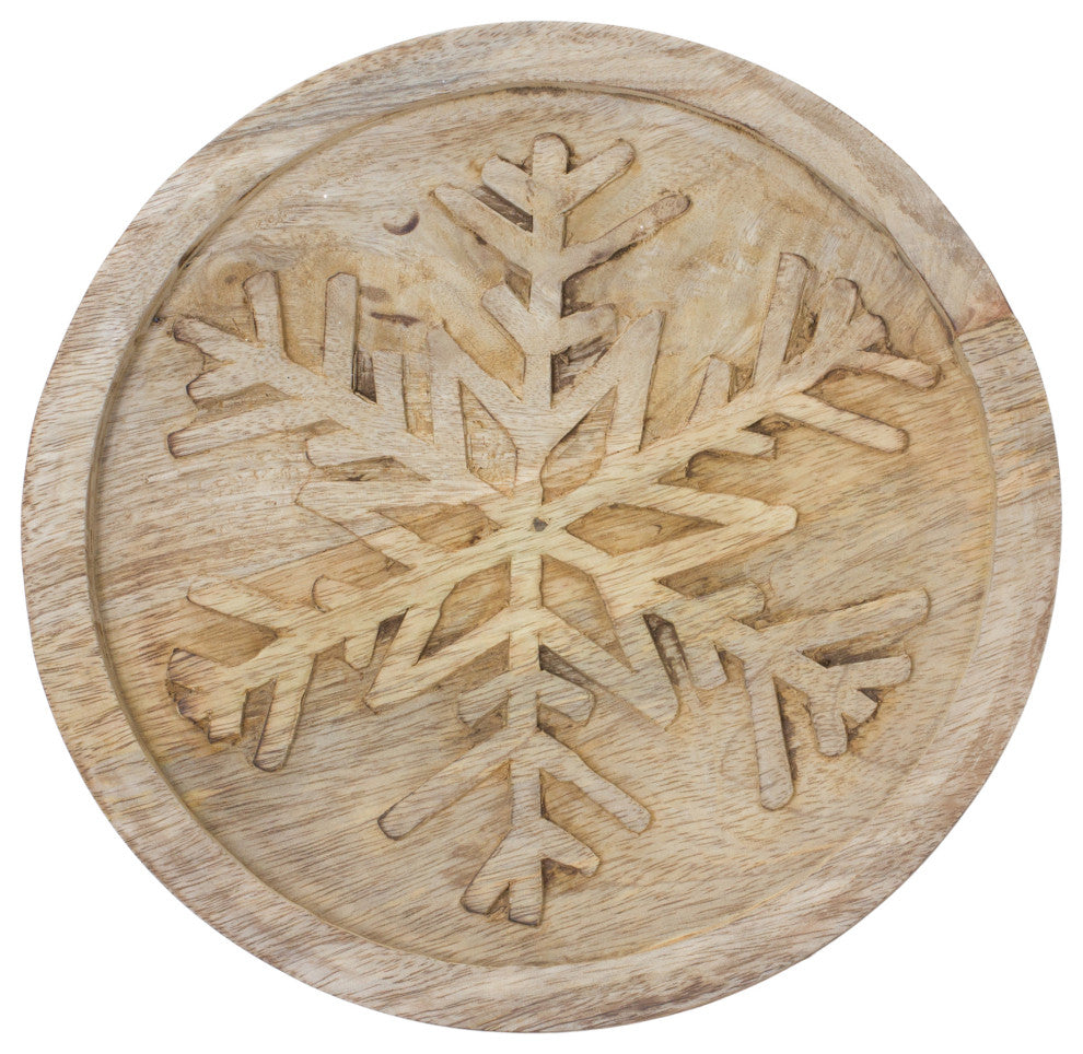 Natural Wood Holiday Trivet, Set of 2