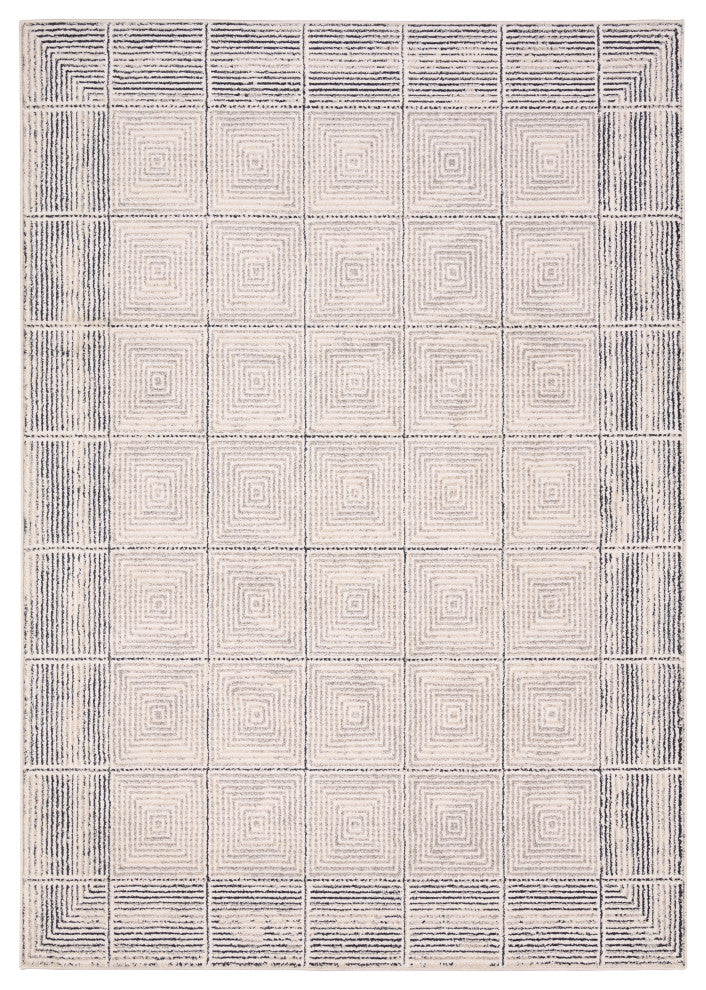 Label J Quadrant EVA03 Geometric Ivory Area Rug, 6'x9'