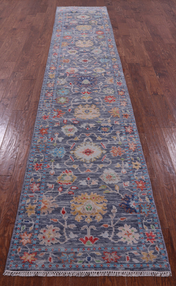 Turkish Oushak Hand Knotted Wool Runner Rug 2' 6" X 13' 3" - Q14980