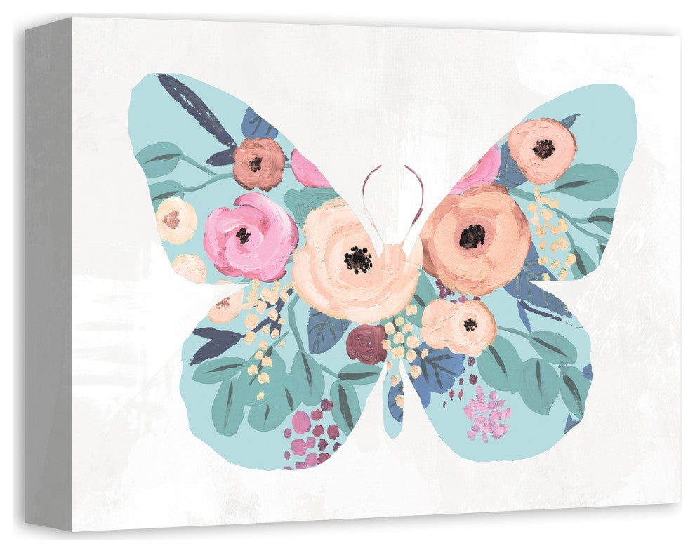 Floral Butterfly 14x11 Canvas Wall Art