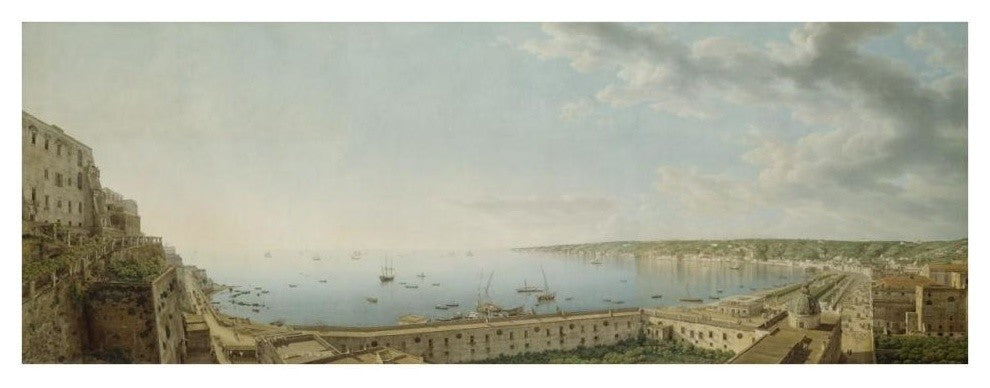 "Naples, Southwest, Pizzofalcone toward Capo di Posilippo" Paper Art, 38"x15"