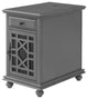 Elegant Chairside Table with Charging Station, Grey