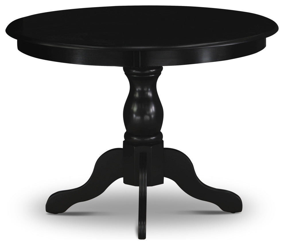 5Pc Kitchen Set, Black Table, 4 Doeskin Dining Chairs Back, Wire Brushed Black