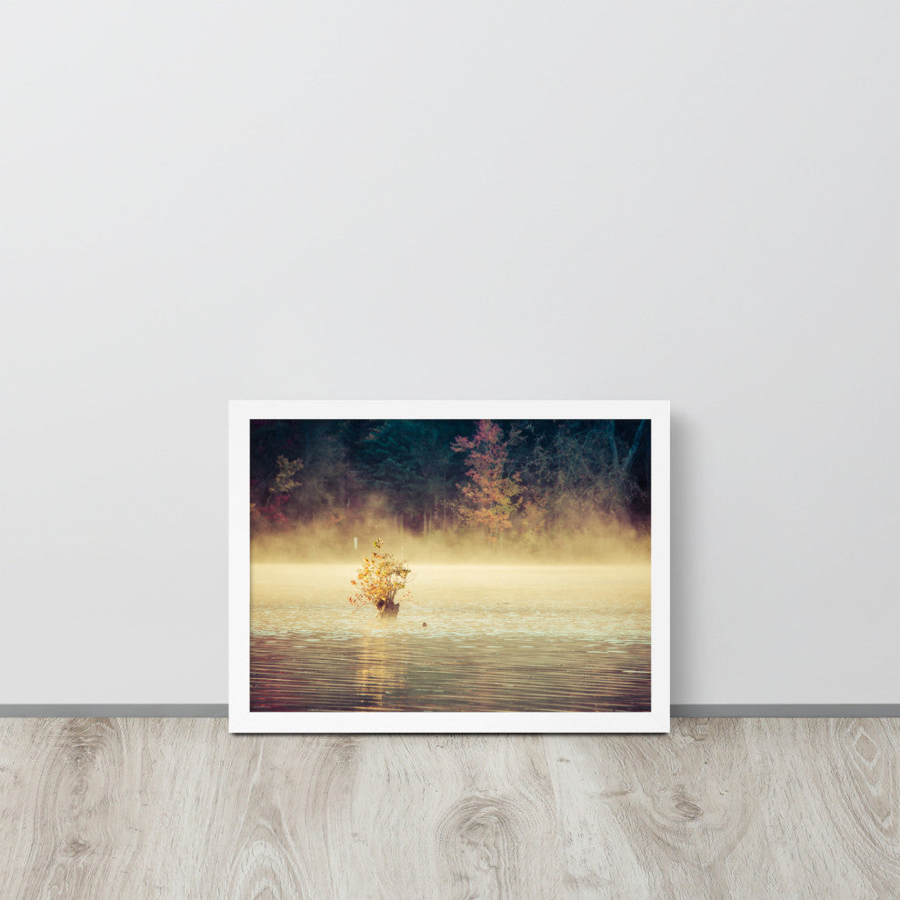 Golden Mist on Waples Pond Framed Photo Paper Wall Art Prints, White, 12" X 16"