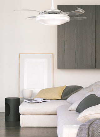 Fanaway Evo2 Retractable 4-Blade Lighting Ceiling Fan, Brushed White