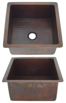 15" Square Copper Bar-Prep Sink With Squared Corners