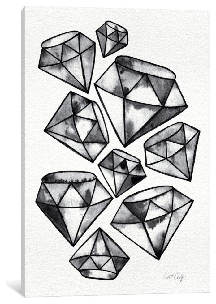 "Black Tattoo Diamonds" Print by Cat Coquillette, 18"x12"x1.5"