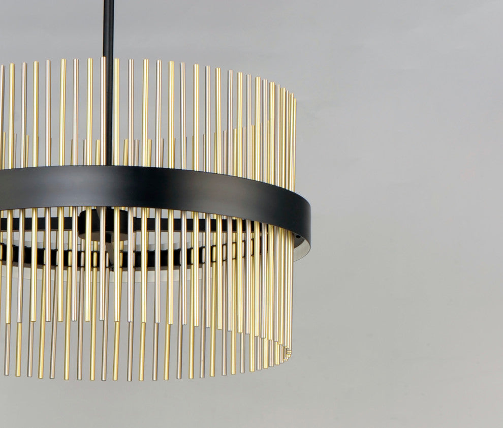 ET2 E34207 Chimes 34"W LED Drum Chandelier - Black / Satin Nickel / Satin Brass