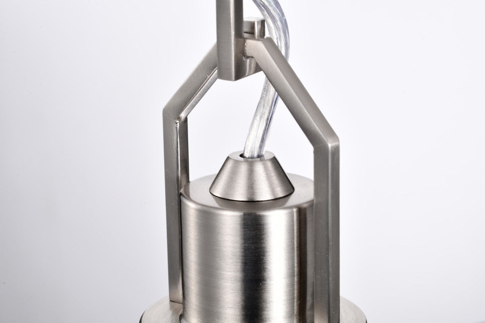 1-Light Brushed Nickel Mini Pendant With Clear Cone Glass Shade