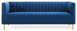 Shift Channel Tufted Performance Velvet Sofa - Navy