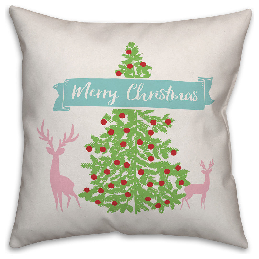 Merry Christmas Tree 20"x20" Throw Pillow Cover