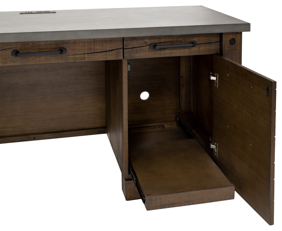 Rustic Home Office Desk, Office Table, Credenza, Fully Assembled, Brown