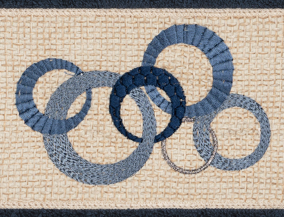 Linum Home Textiles Annabelle Embellished, Midnight Blue, Embellished Towel, 4-P