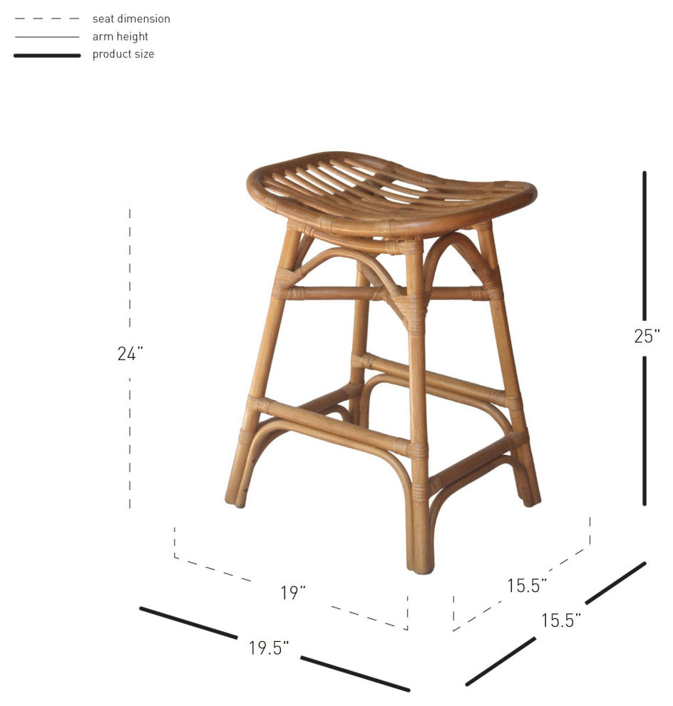 Damara Rattan Counter Stool, Canary Brown