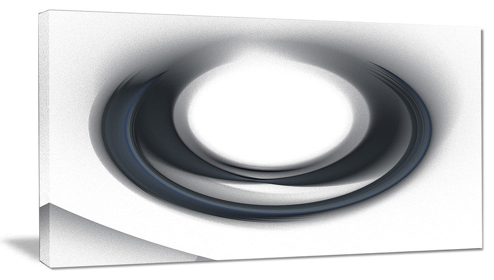 Large Fractal Black Circle on White, Abstract Wall Art Canvas, 40x20