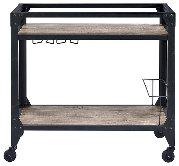 32" X 16" X 31" Black Metal Serving Cart
