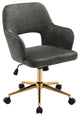 Open-Back Faux Linen Home Office Chair, Green