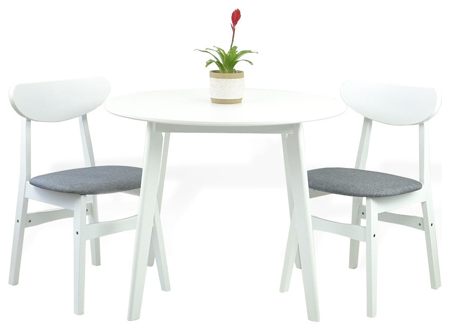 Yumiko Round Dining Kitchen Table Modern Wood, White color