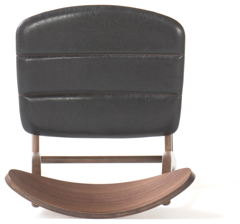 GDF Studio 5-Piece Adelade Brown Leather Wood Curved Leg Dining Set