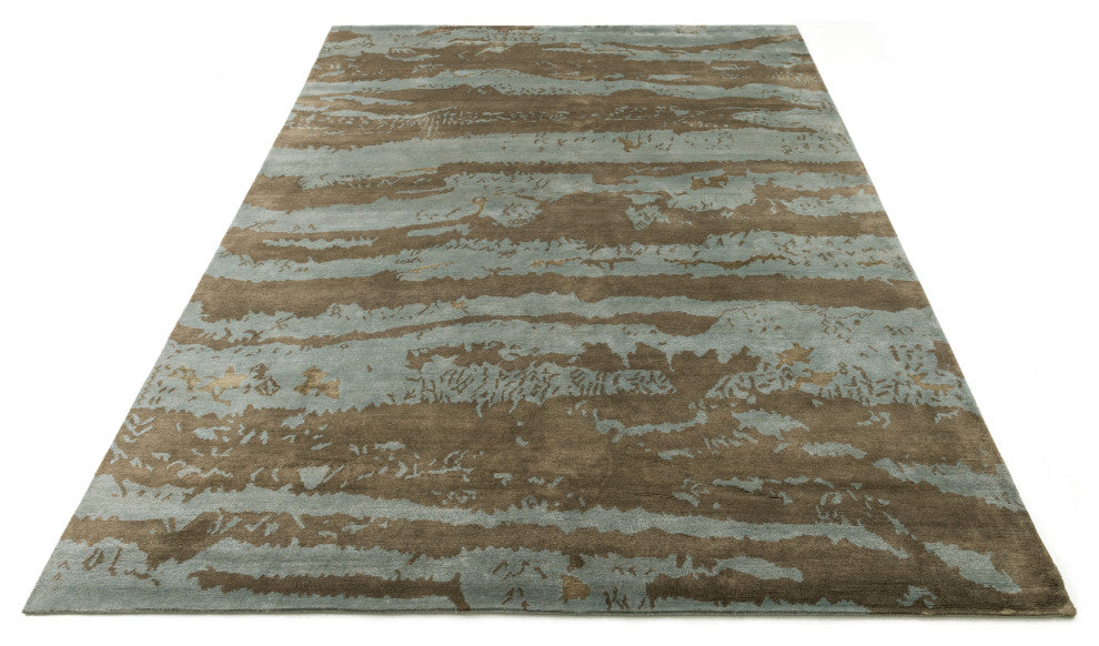 Hand Knotted Hermitage HE-12 Aqua/Latte Rug, 2'0"x3'0"