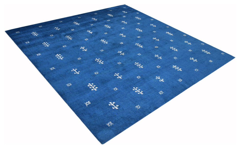 HAND KNOTTED LOOM SILK ECO-FRIENDLY AREA RUGS -8'x8', Square, Blue, Contemporary