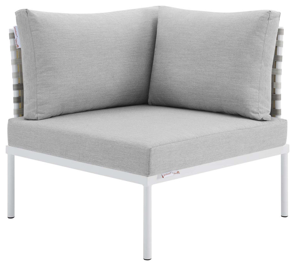 Lounge Sectional Sofa Chair Table Set, Sunbrella, Aluminum, Gray, Outdoor