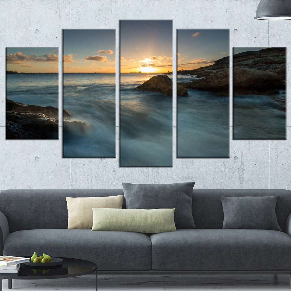 "Sydney Seashore at Sunset" Canvas Print, 5 Panels