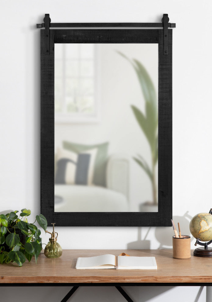 Cates Rustic Wall Mirror, Black 24x38