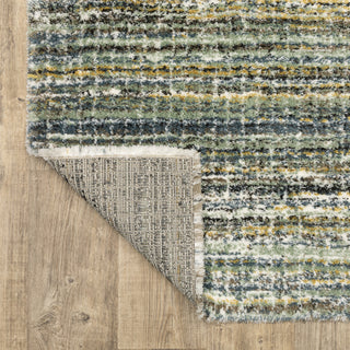 Greer Modern Distressed Gridwork Green/ Blue Area Rug, 3'10" x 5'5"