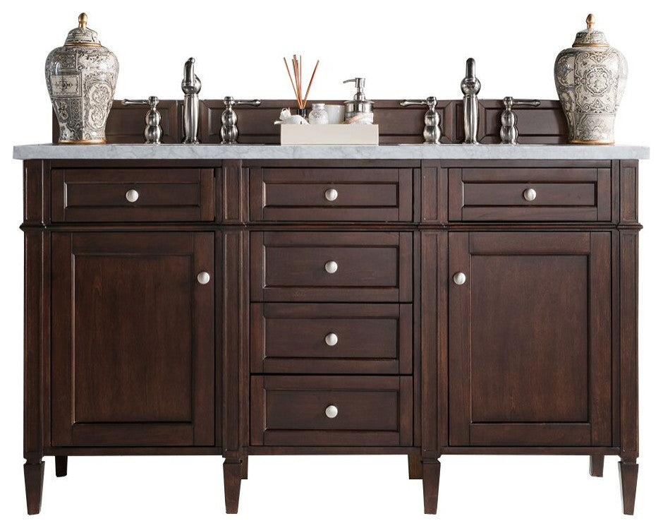 James Martin 650-V60D-BNM-3AF Brittany 60" Double Vanity w/ Solid Surface Top