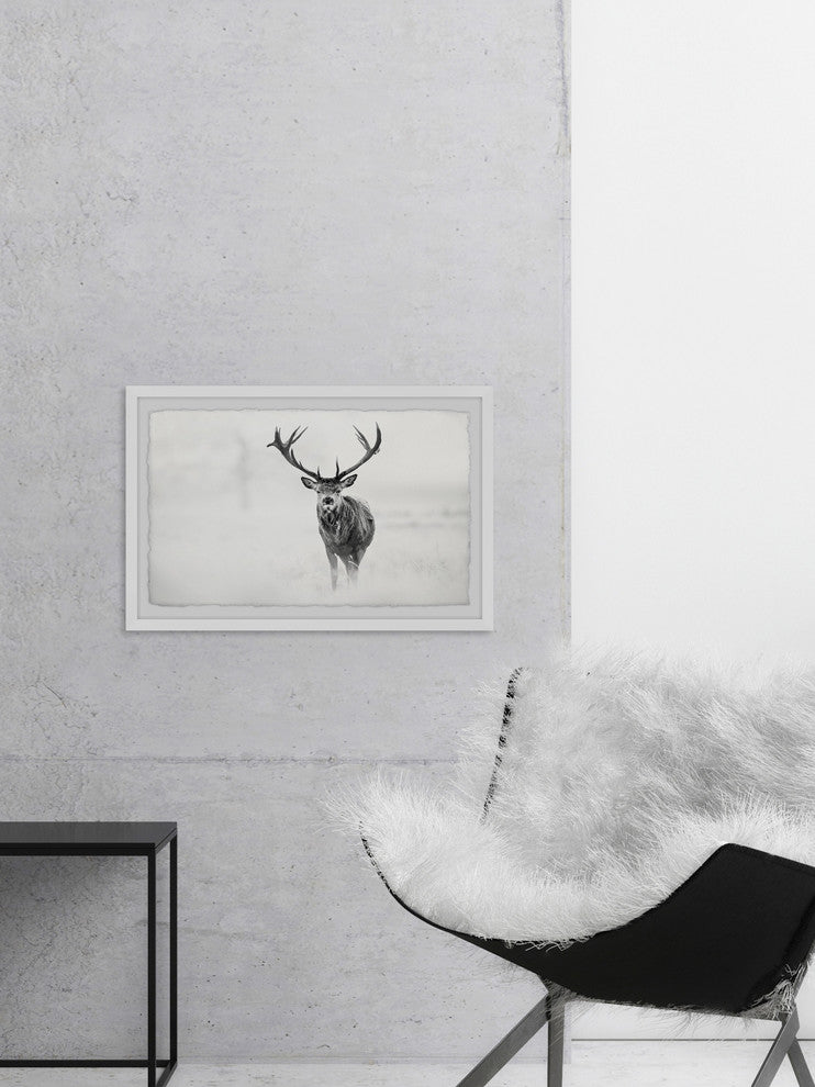 "Elk Stare" Framed Painting Print, 36"x24"